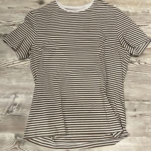 Brown and white striped tee